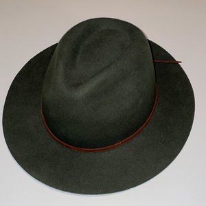 Brixton Wesley Wool Felt Fedora Hat | Heather Moss with leather band, Medium
